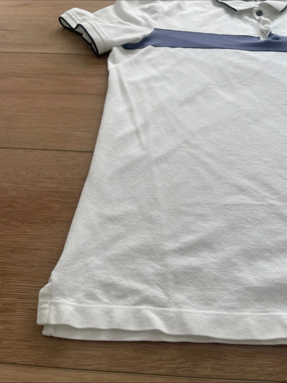 Banana Republic White Polo with Blue Chest Stripe, Men XL